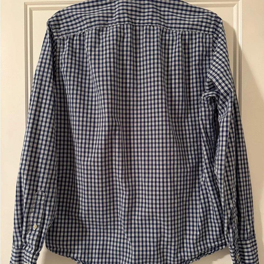 J. Crew Navy and White Plaid Button Down Shirt‎